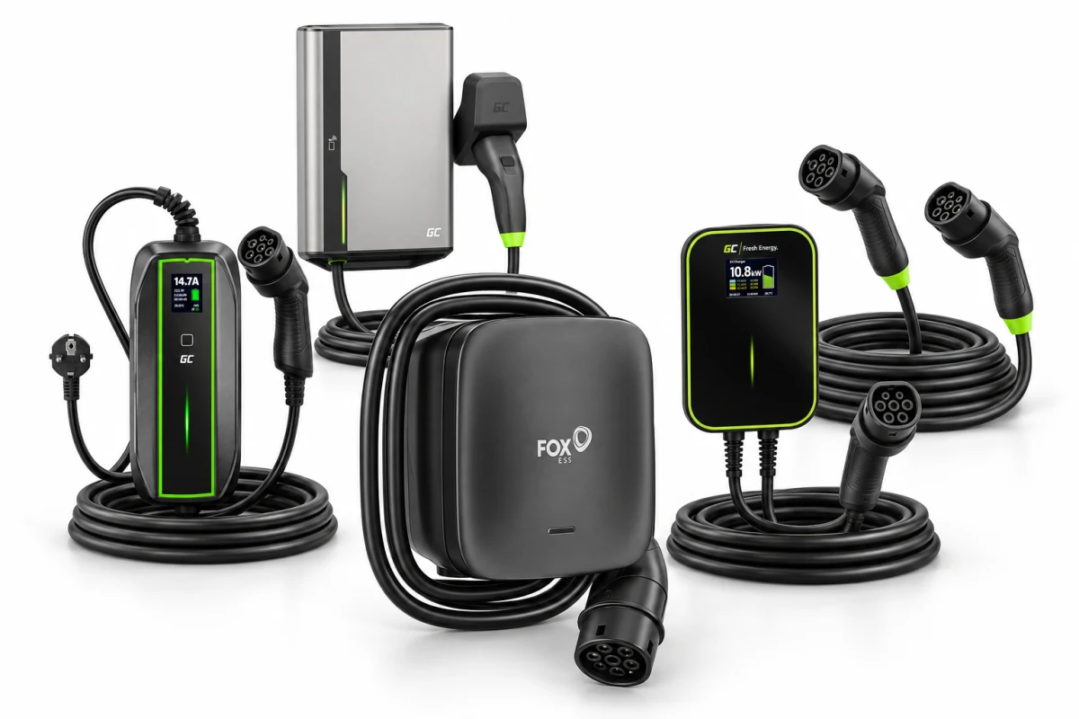 Wallbox, carregador portátil e cabo Tipo 2 para mobilidade elétrica.