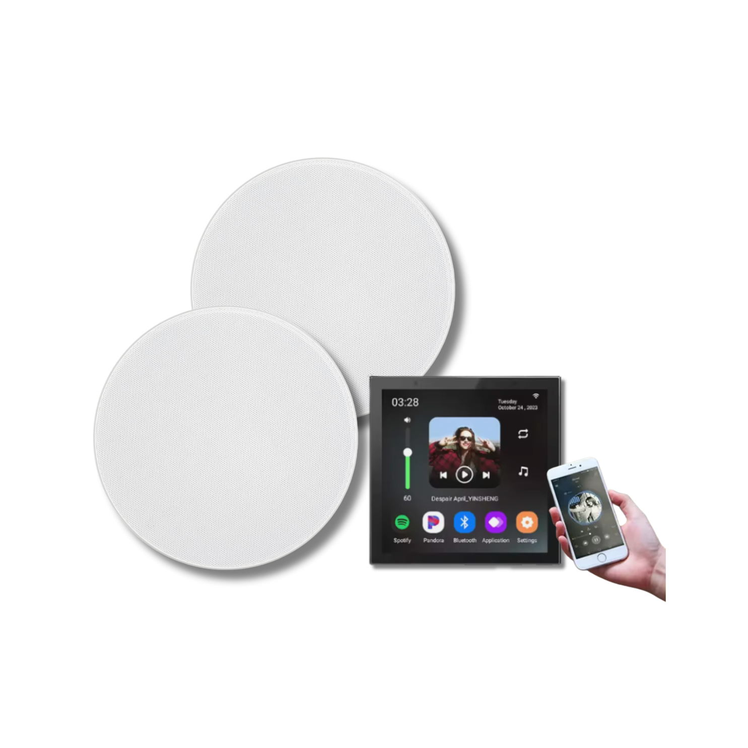 KIT Amplificador Android Tuya 4'' e 2 Colunas