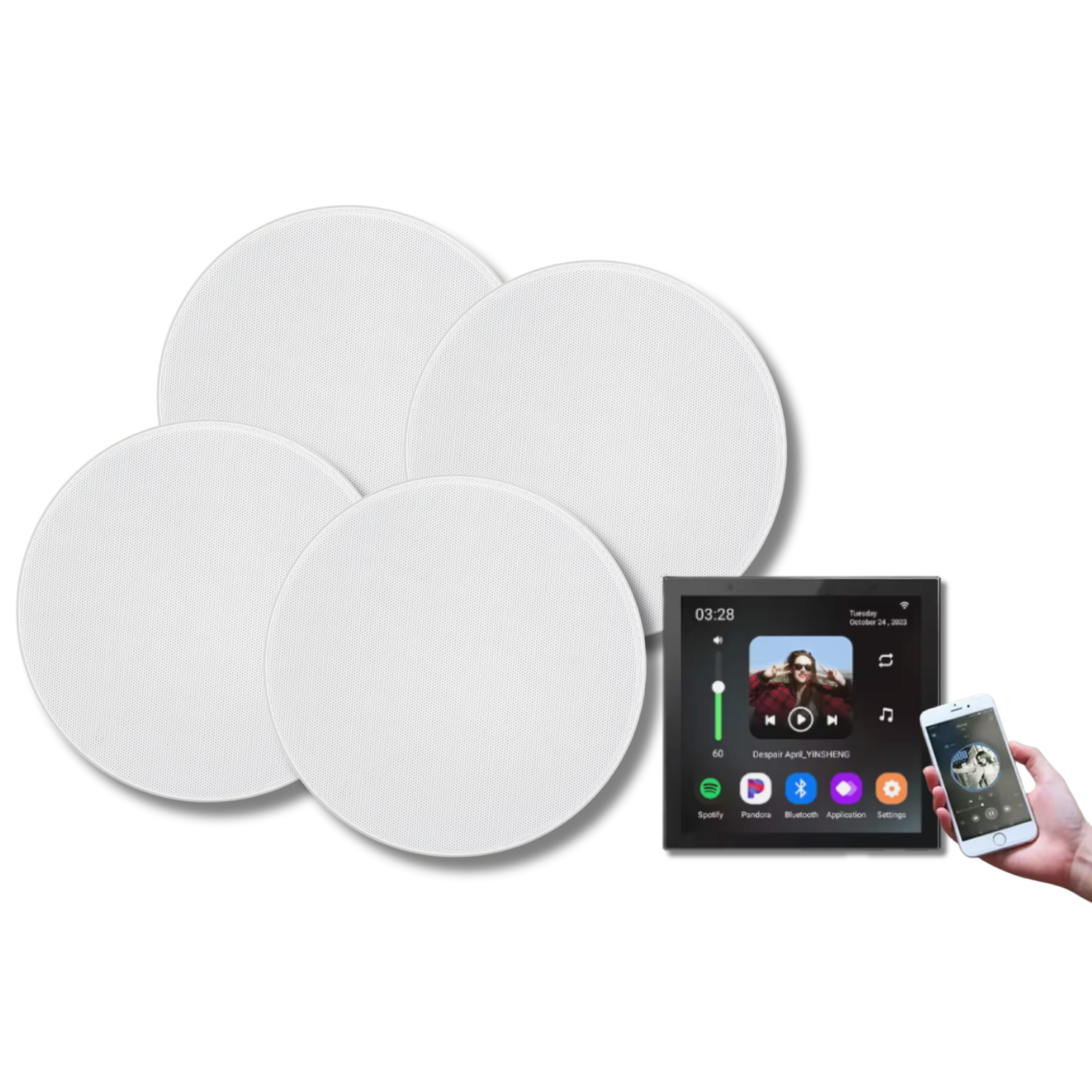 KIT Amplificador Android Tuya 4'' e 4 Colunas