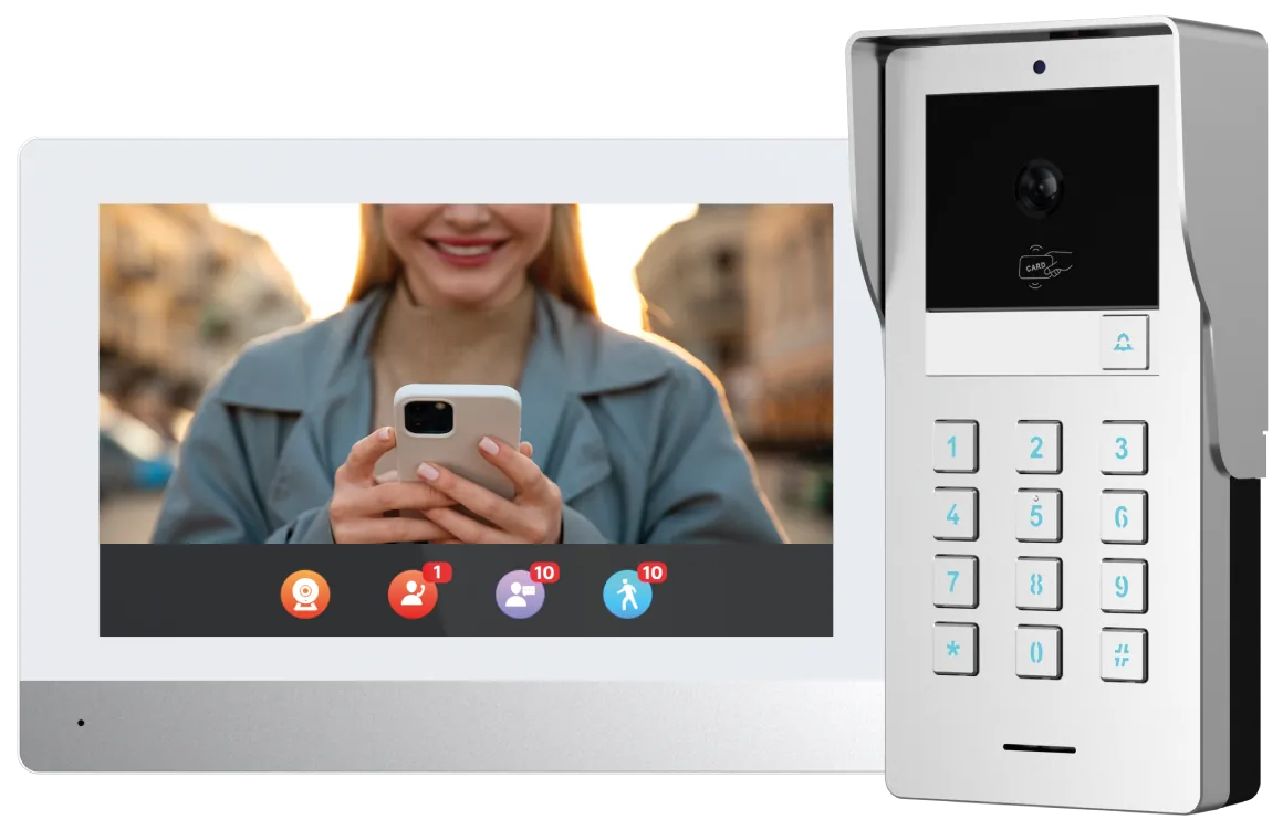 8" Wi-Fi Tuya 2-wire video door entry kit, black/white